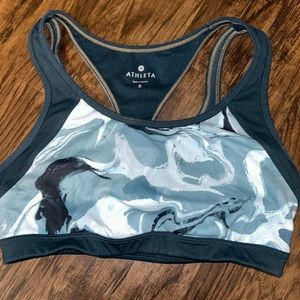 Teal patterned Athleta sports bra